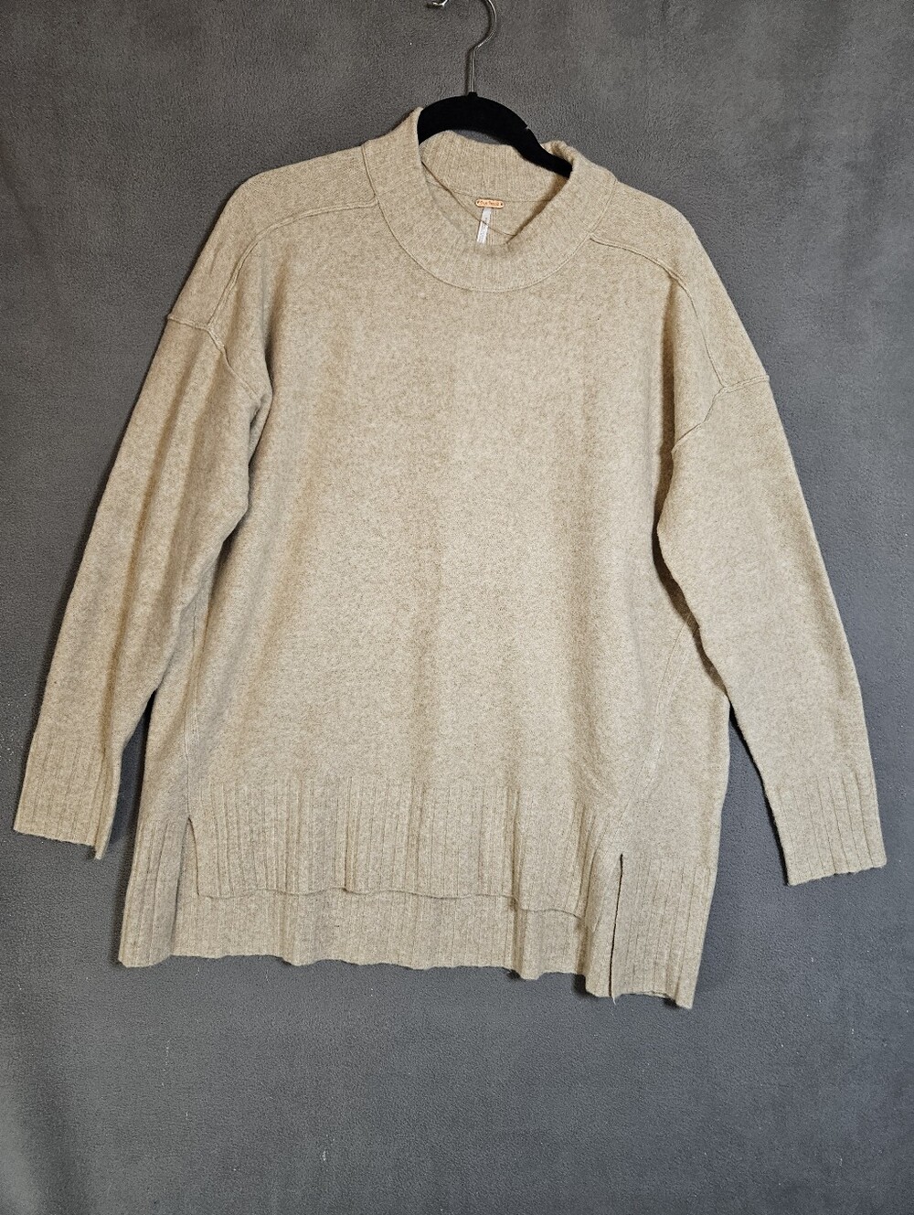 Free People Phoebe Sweater Women XS Top Beige Pullover Boho Oversized Wool Blend